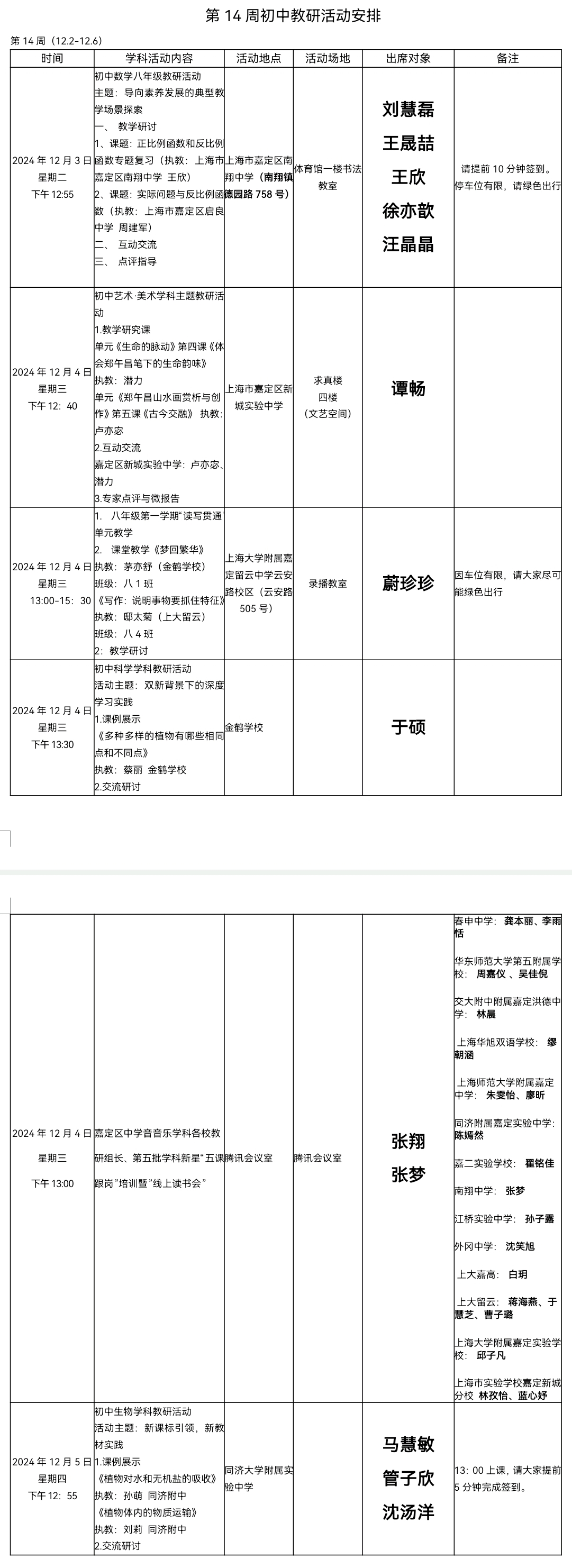 2024学年第一学期第14周初中教研活动安排.jpg