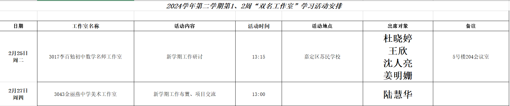 2024学年第二学期第1、2周“双名工作室”学习活动安排.png